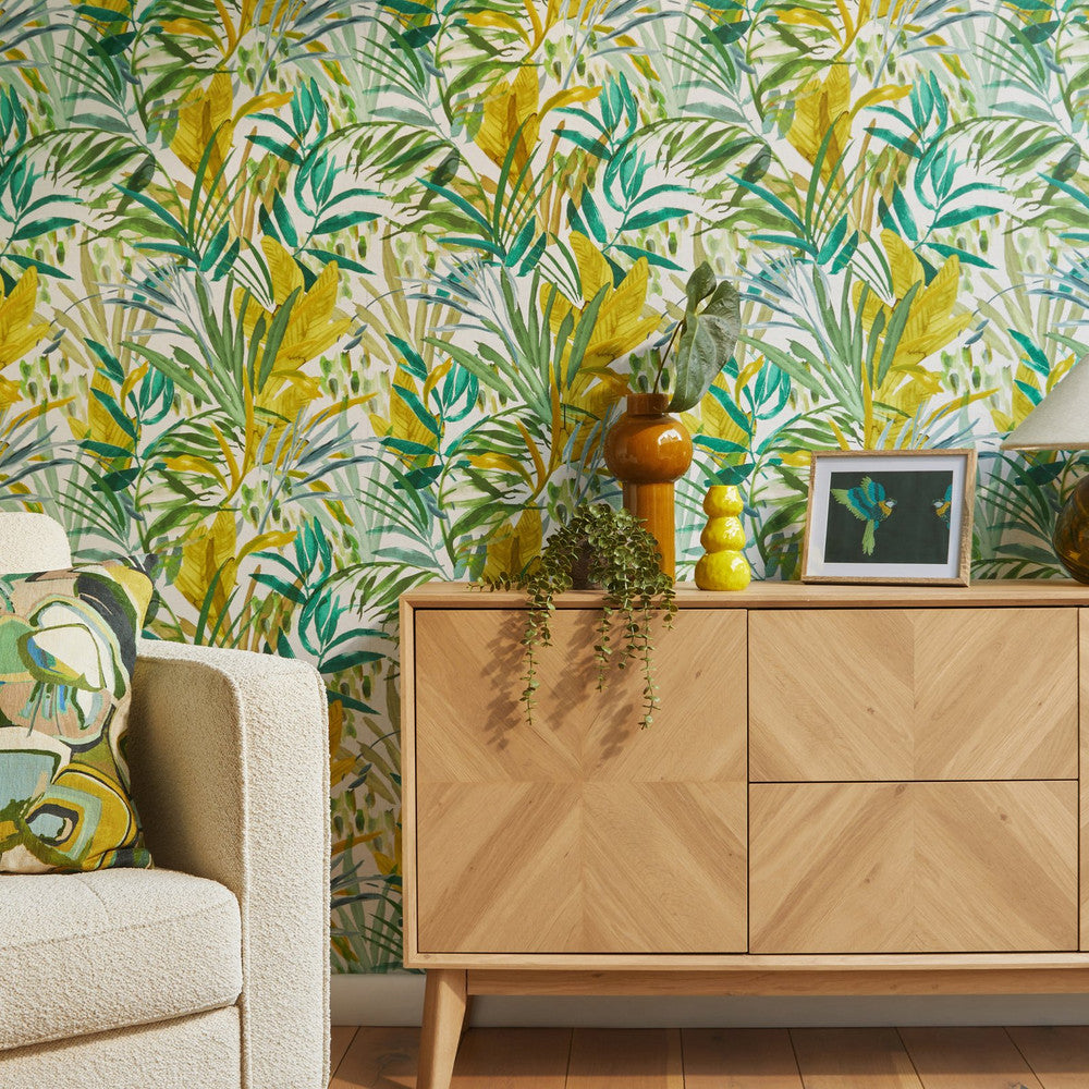 124905 - Wonderland Jungle Leaves Wallpaper - Green - Next
