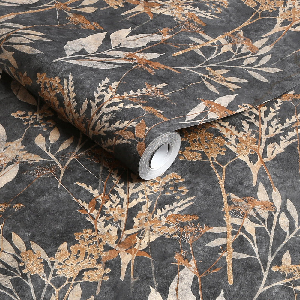 125057 - Solstice Wallpaper - Black & Gold - Superfresco Easy