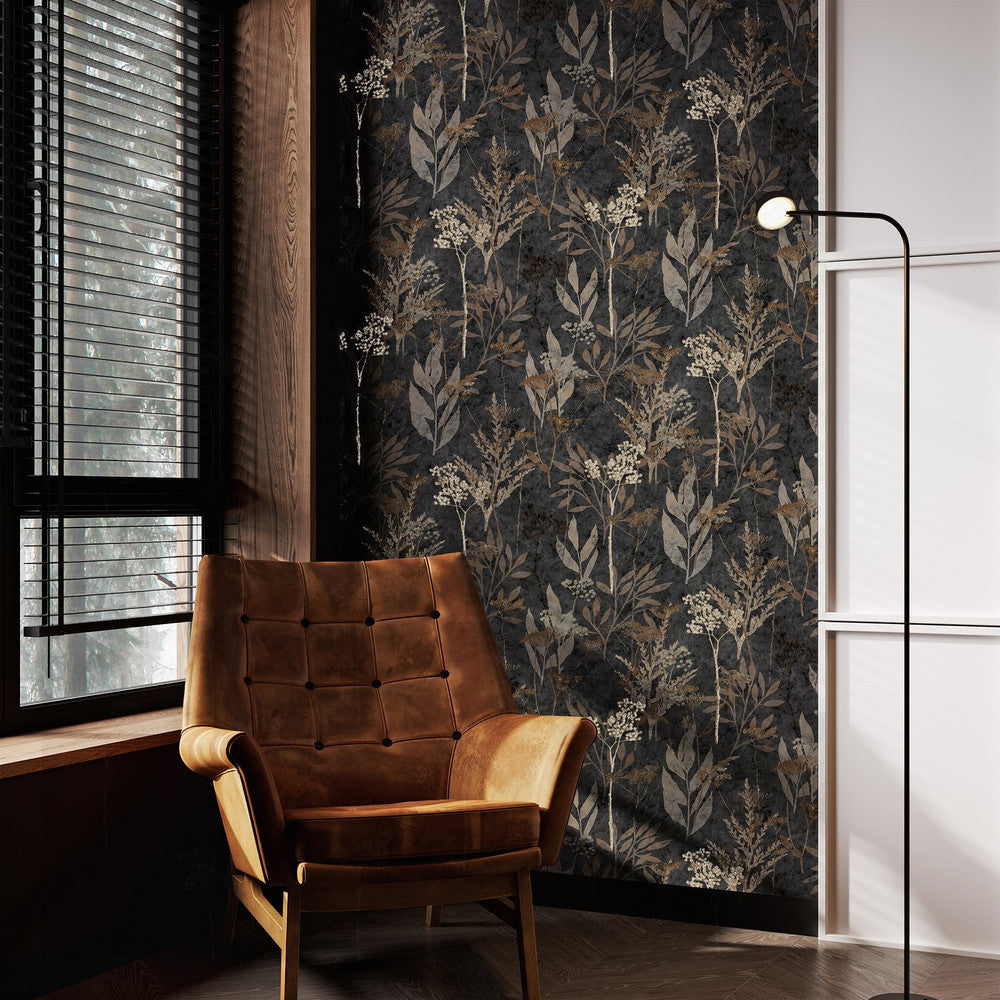 125057 - Solstice Wallpaper - Black & Gold - Superfresco Easy
