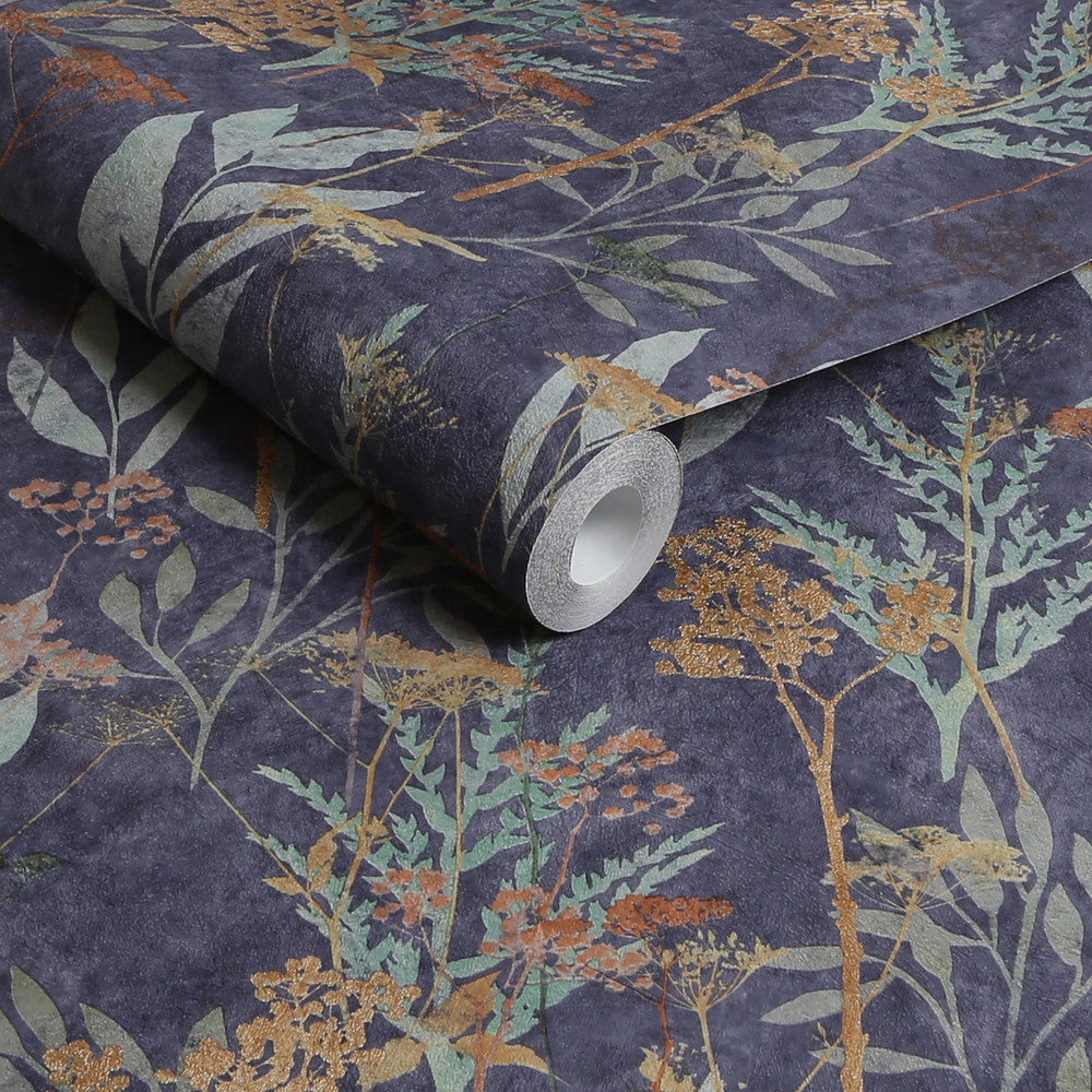 125062 - Solstice Wallpaper - Navy & Copper - Superfresco Easy