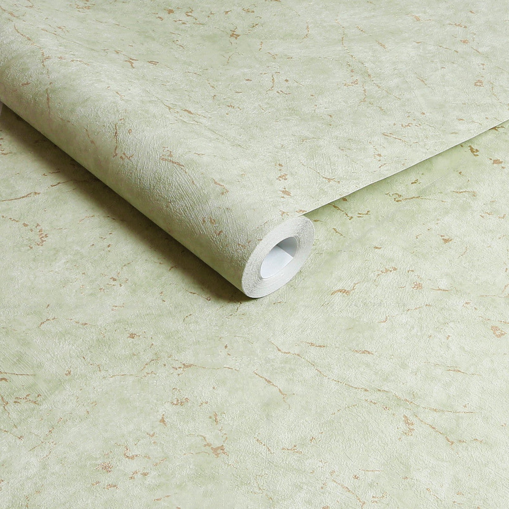 125064 - Gilded Plaster Wallpaper - Sage Gold - Superfresco Easy