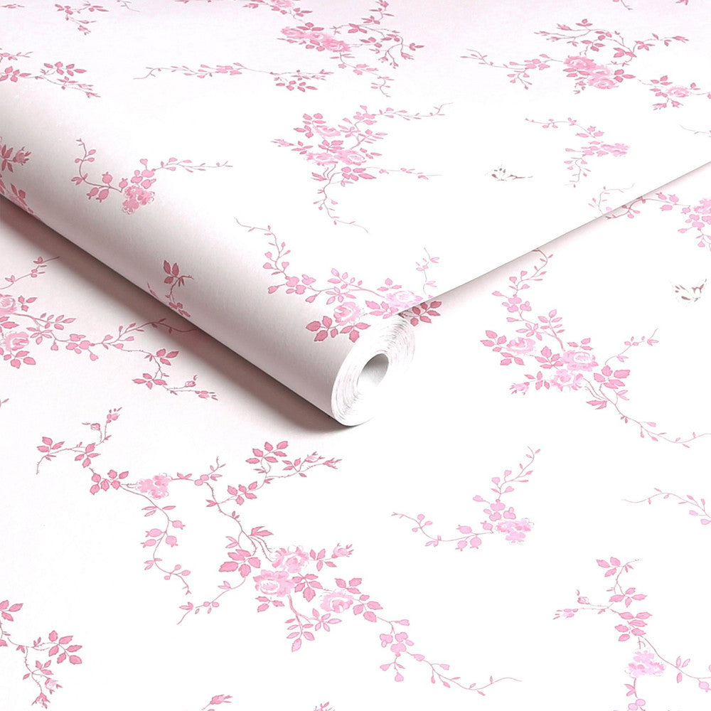 125107 - Butterflies Wallpaper - Pink - Shabby Chic
