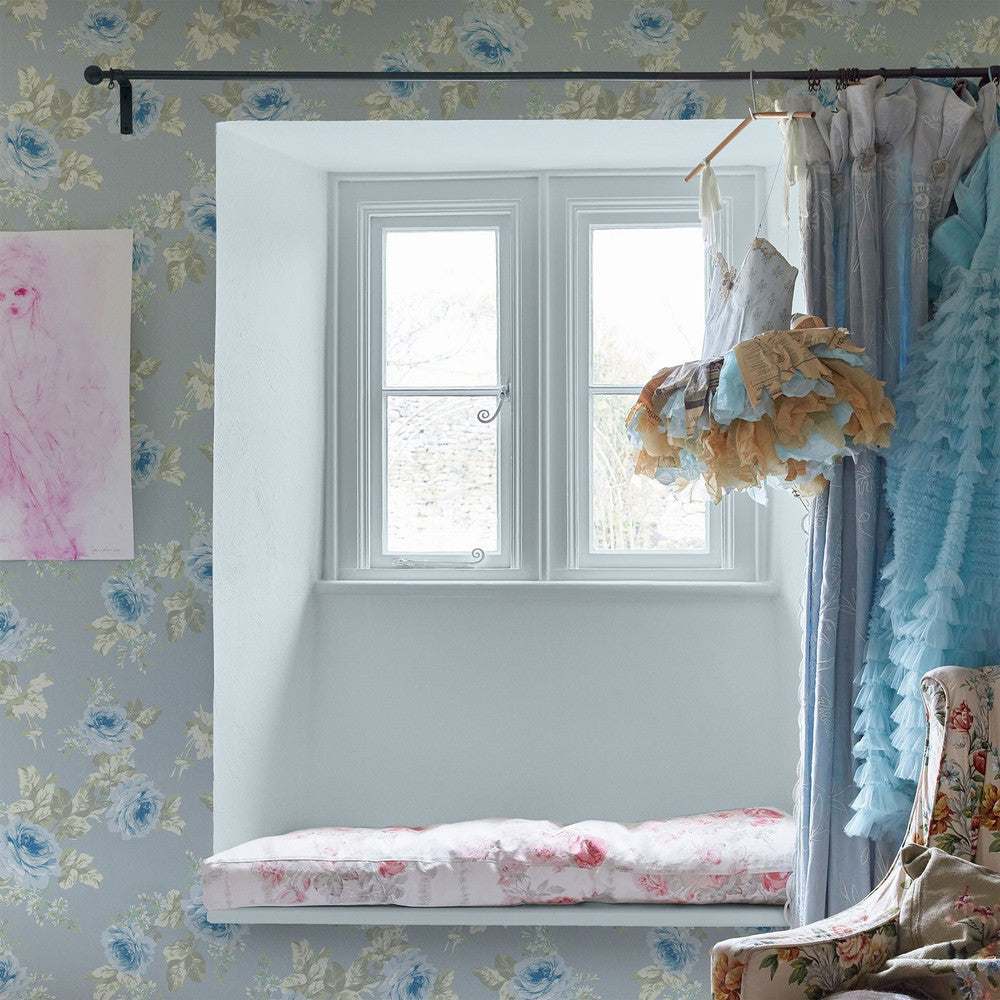 125112 - Royal Bouquet Wallpaper - Blue - Shabby Chic