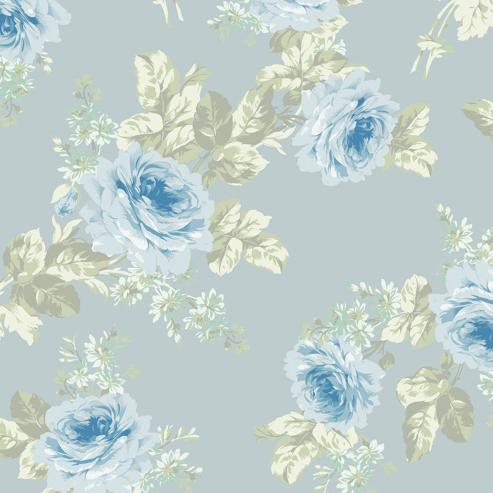 125112 - Royal Bouquet Wallpaper - Blue - Shabby Chic