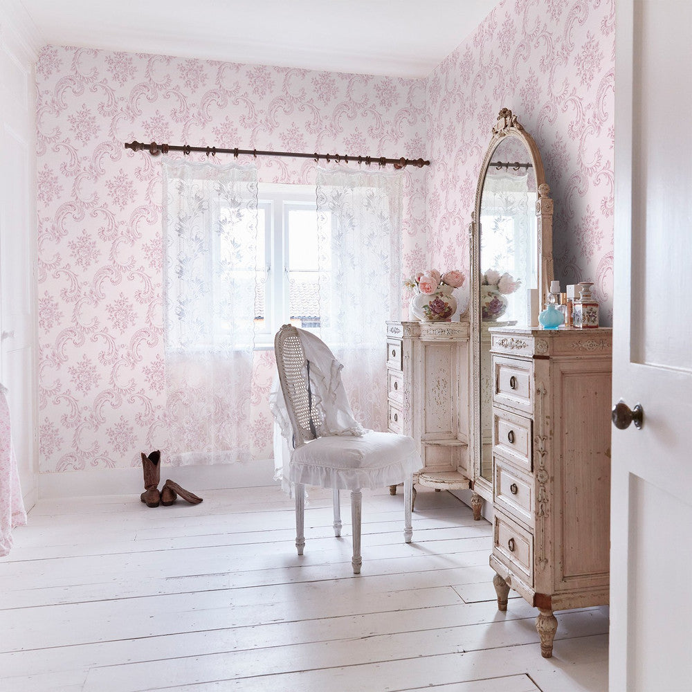 125113 - Boudoir Beauty Wallpaper - Pink - Shabby Chic