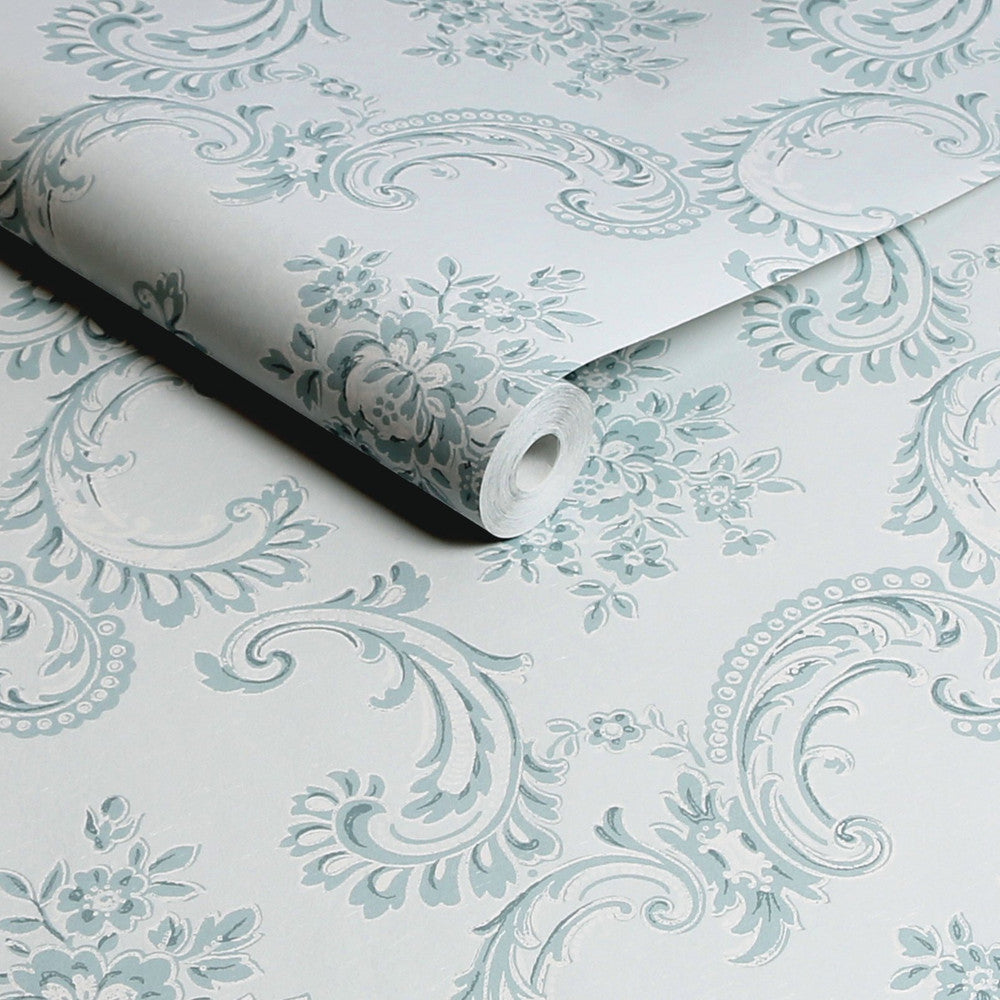 125114 - Boudoir Beauty Wallpaper - Blue - Shabby Chic