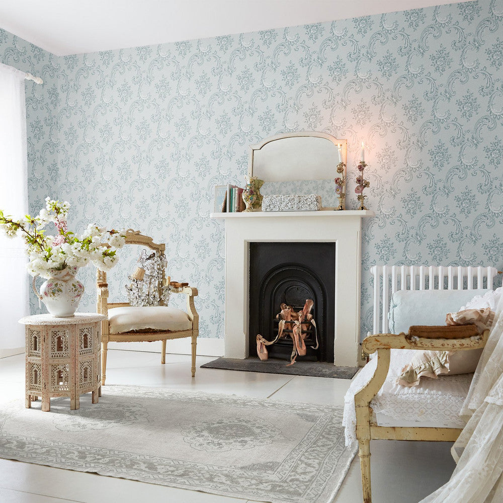125114 - Boudoir Beauty Wallpaper - Blue - Shabby Chic