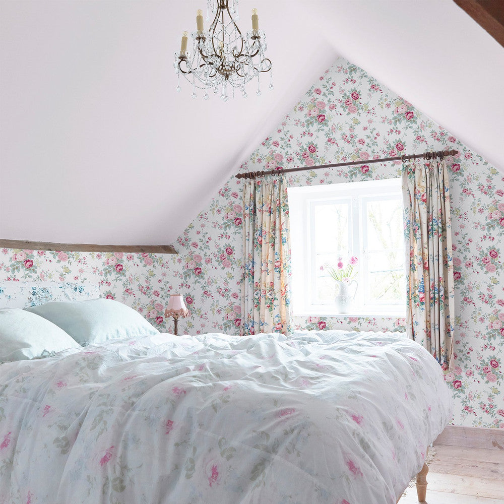 125130 - Wild Flower Wallpaper - Off White - Shabby Chic