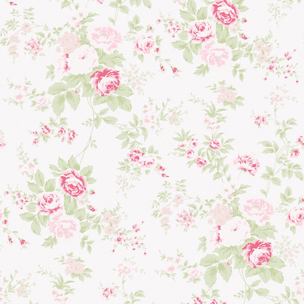125132 - Wild Flower Wallpaper - Pink - Shabby Chic