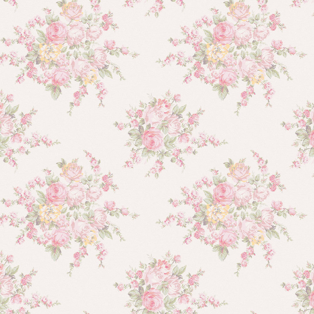 125135 - Rose Blossom Wallpaper - Pink - Shabby Chic