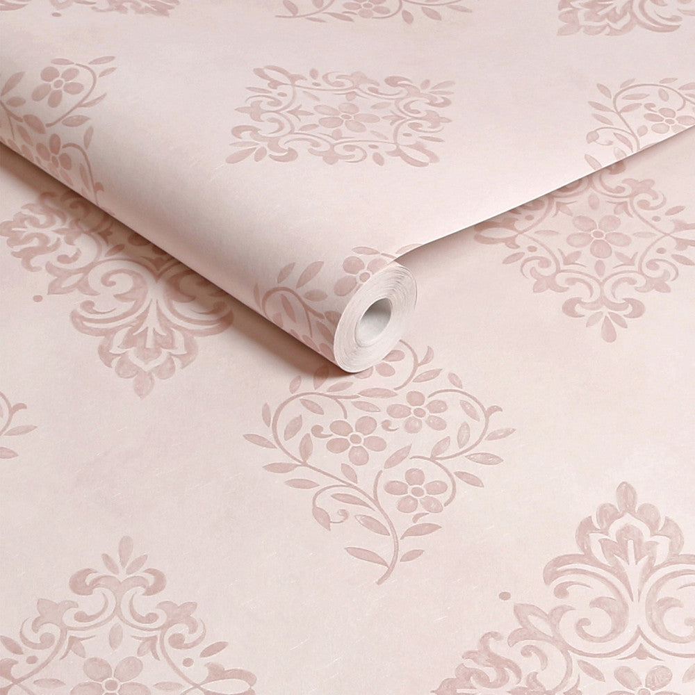125136 - Diamond Motif Wallpaper - Pink - Shabby Chic