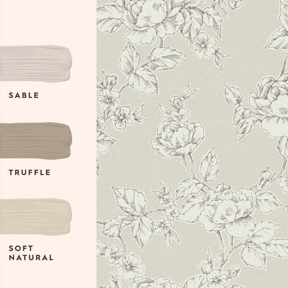 127387 - Pollington Roses Wallpaper - Natural - Laura Ashley
