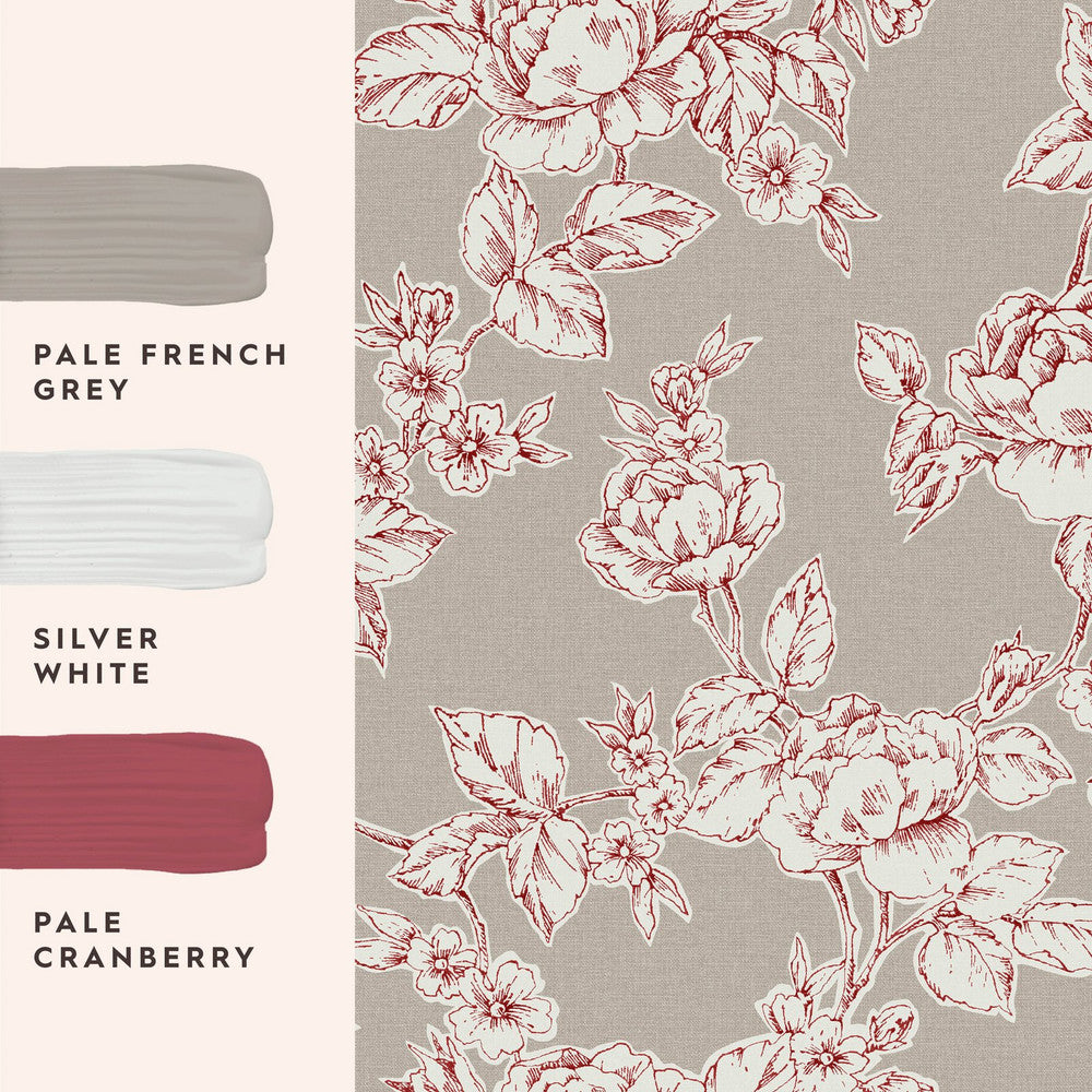 127388 - Pollington Roses Wallpaper - Dark Dove Grey - Laura Ashley