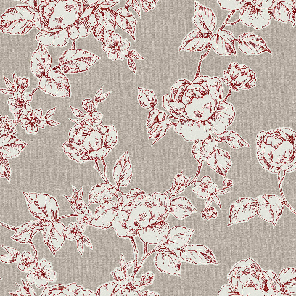 127388 - Pollington Roses Wallpaper - Dark Dove Grey - Laura Ashley