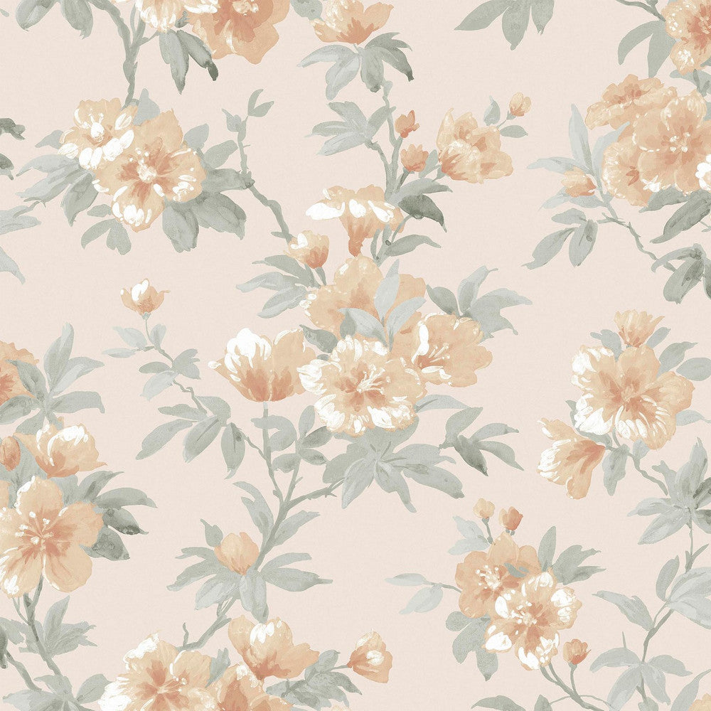127390 - Rosamund Wallpaper - Apricot - Laura Ashley