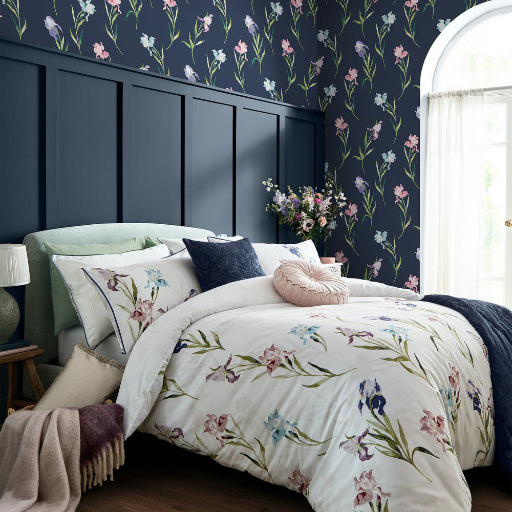 127399 - Hawling Irises Wallpaper - Midnight Seaspray - Laura Ashley