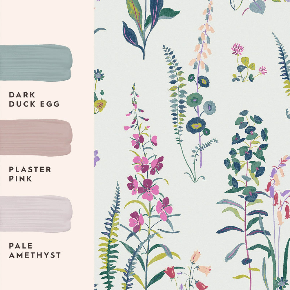 127401 - Meadowvale Sprigs Wallpaper - Violet - Laura Ashley