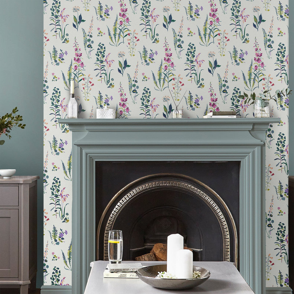 127401 - Meadowvale Sprigs Wallpaper - Violet - Laura Ashley