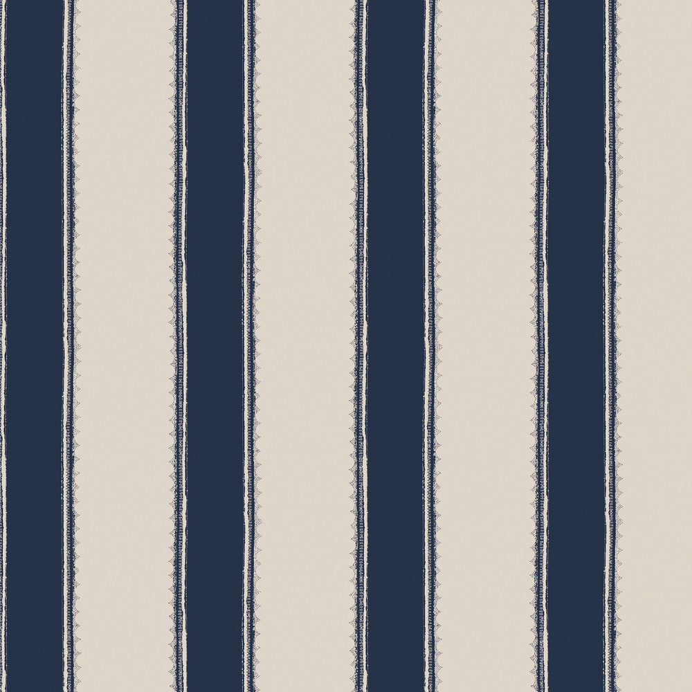 127404 - Denwick Stripe Wallpaper - Midnight Seapsray - Laura Ashley