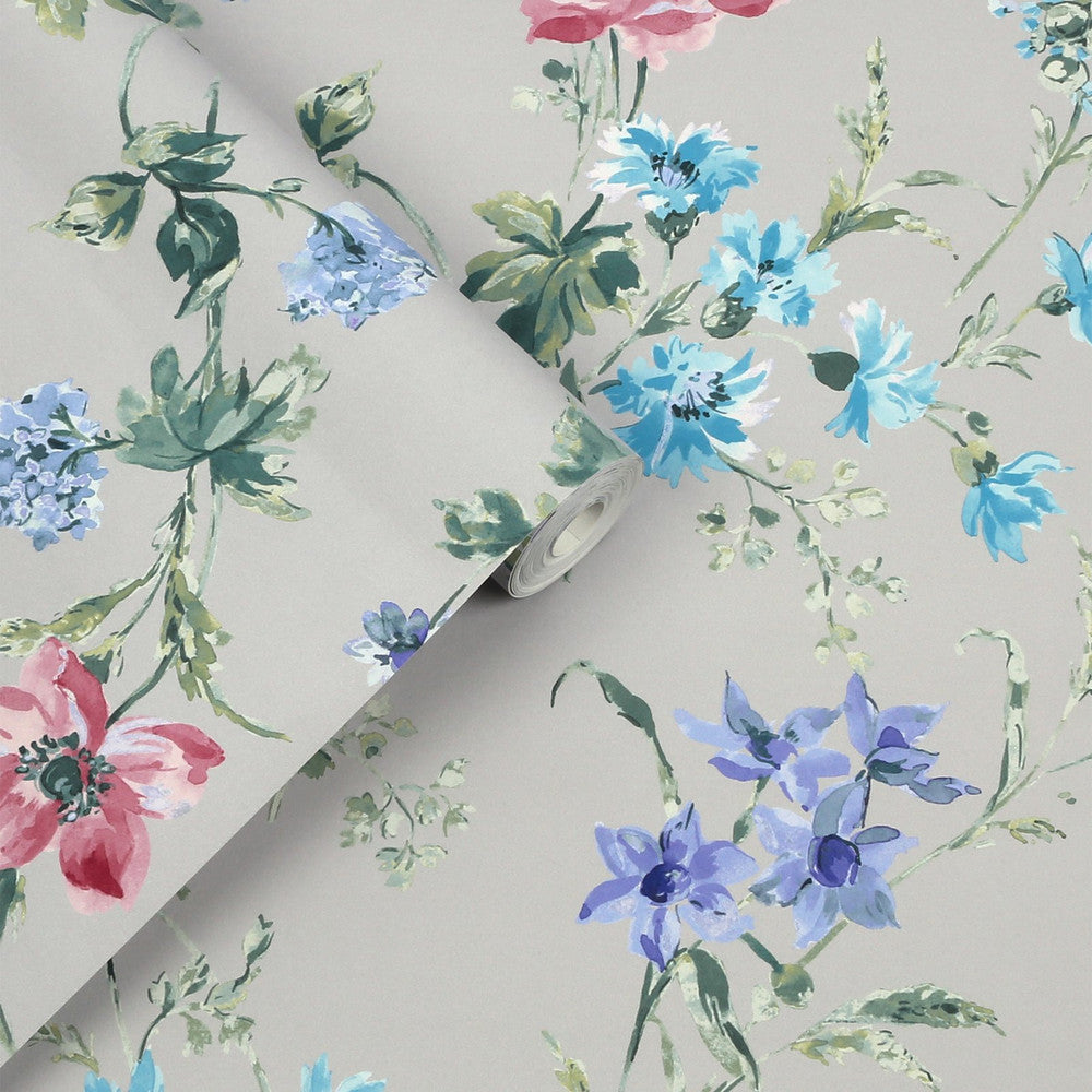 127406 - Poppy Meadow Wallpaper - Pale Violet - Laura Ashley