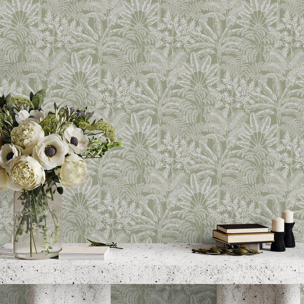 127625 - Intrigue Wallpaper - Sage - Superfresco Easy