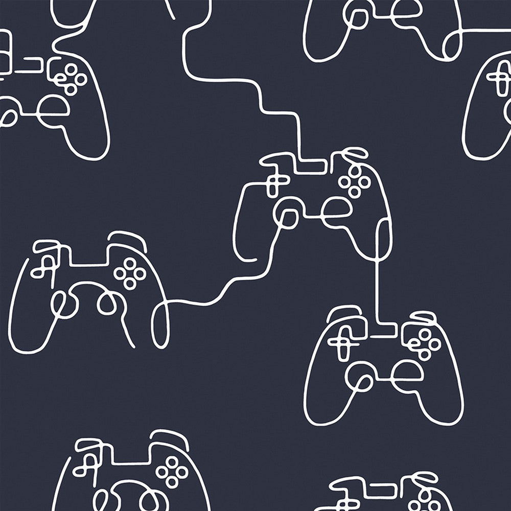 127712 - Gamer Doodle Wallpaper - Navy - Next