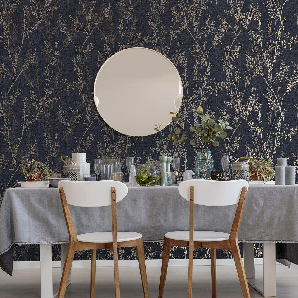 128036 - Breeze Sprig Wallpaper - Blue - Boutique Luxury