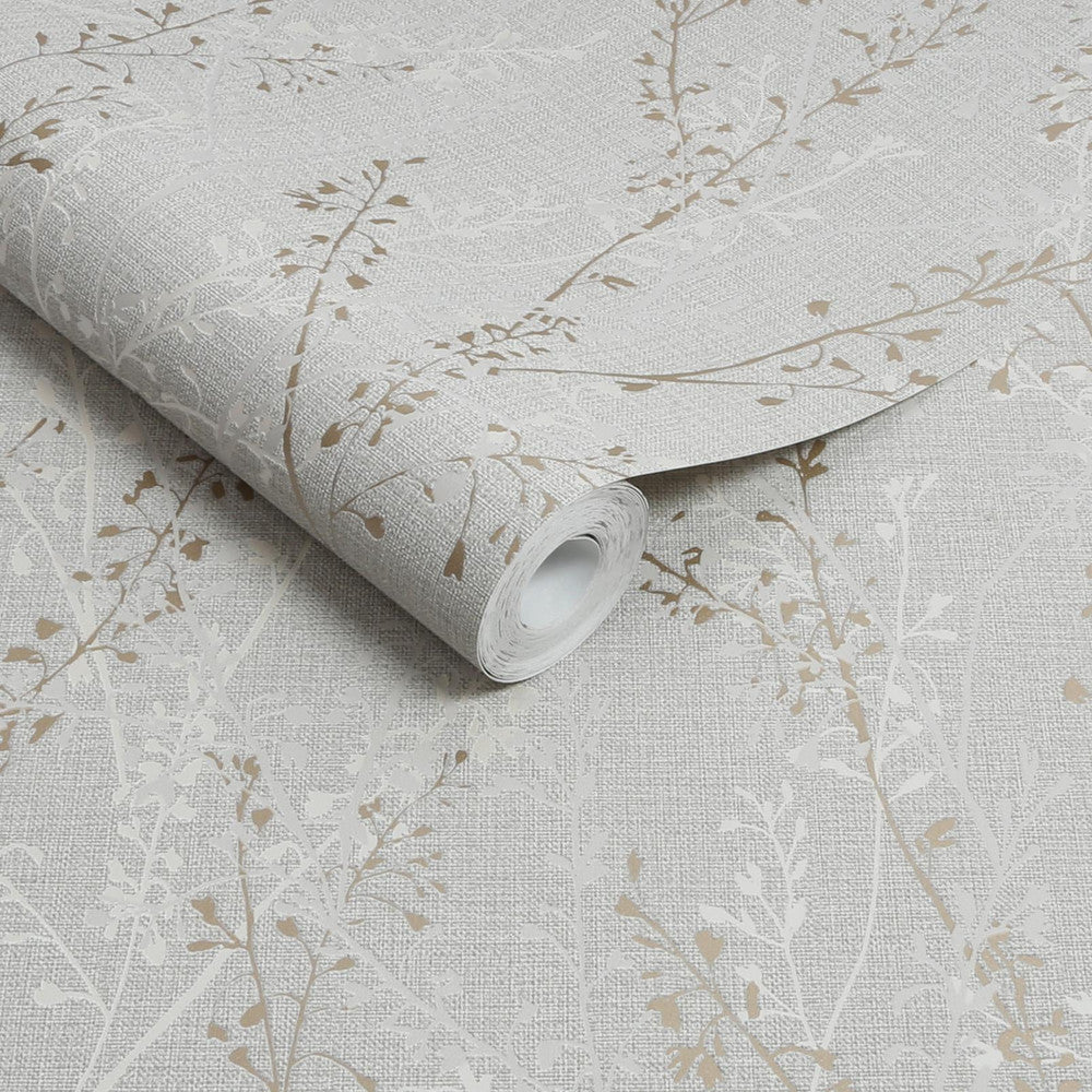 128045 - Breeze Sprig Wallpaper - Pearl - Boutique Luxury