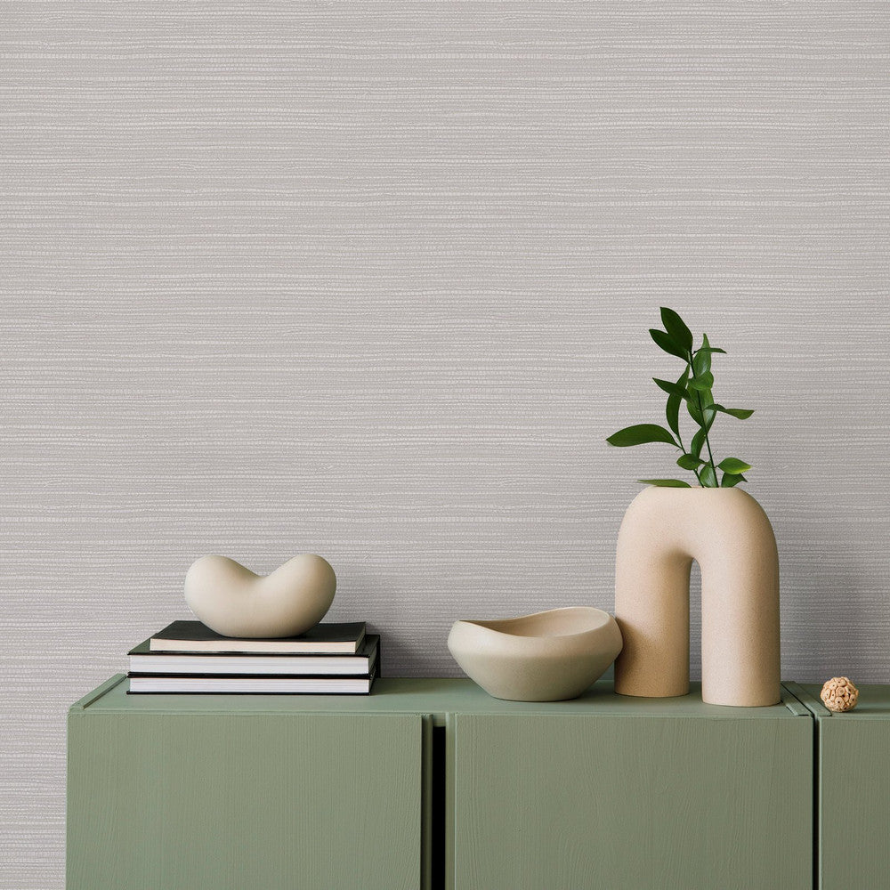128763 - Emperor Grasscloth Wallpaper - Pearl - Superfresco Easy