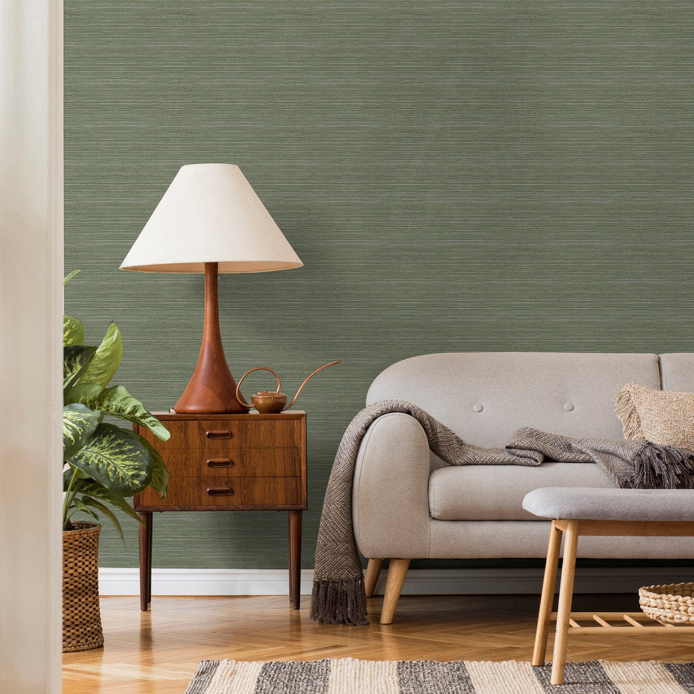 128769 - Emperor Grasscloth Wallpaper - Emerald - Superfresco Easy