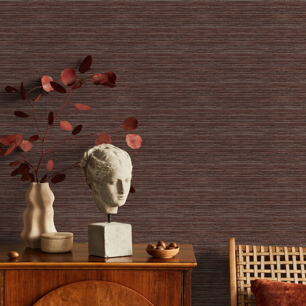 128772 - Emperor Grasscloth Wallpaper - Terracotta - Superfresco Easy