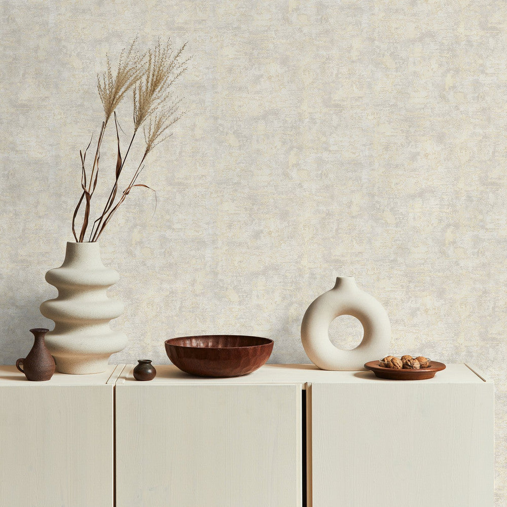 128784 - Ornamental Texture Wallpaper - Pale Gold - Boutique Luxury