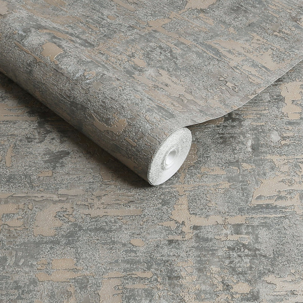 128799 - Ornamental Texture Wallpaper - Steel & Gold - Boutique Luxury