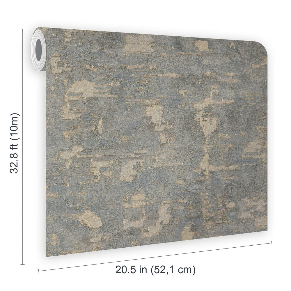 128799 - Ornamental Texture Wallpaper - Steel & Gold - Boutique Luxury