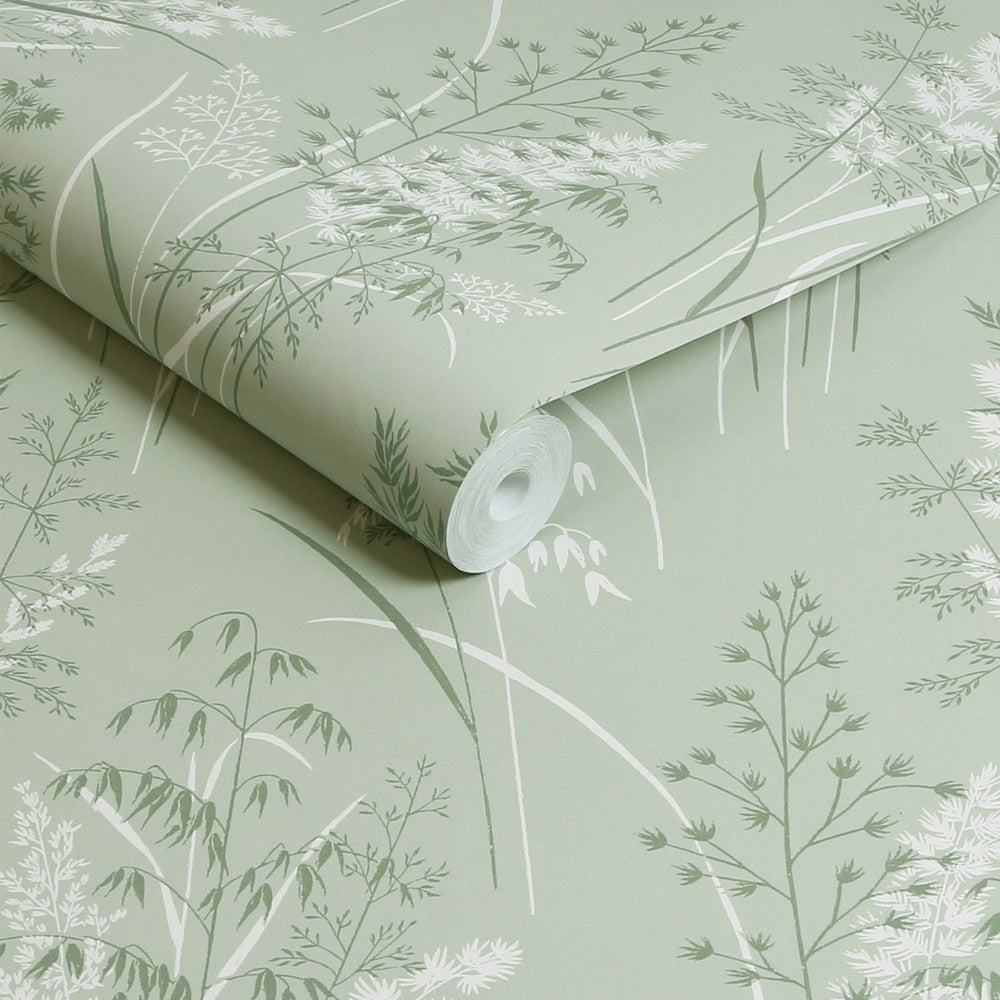 128824 - Leaf Sprigs Wallpaper - Sage - Next