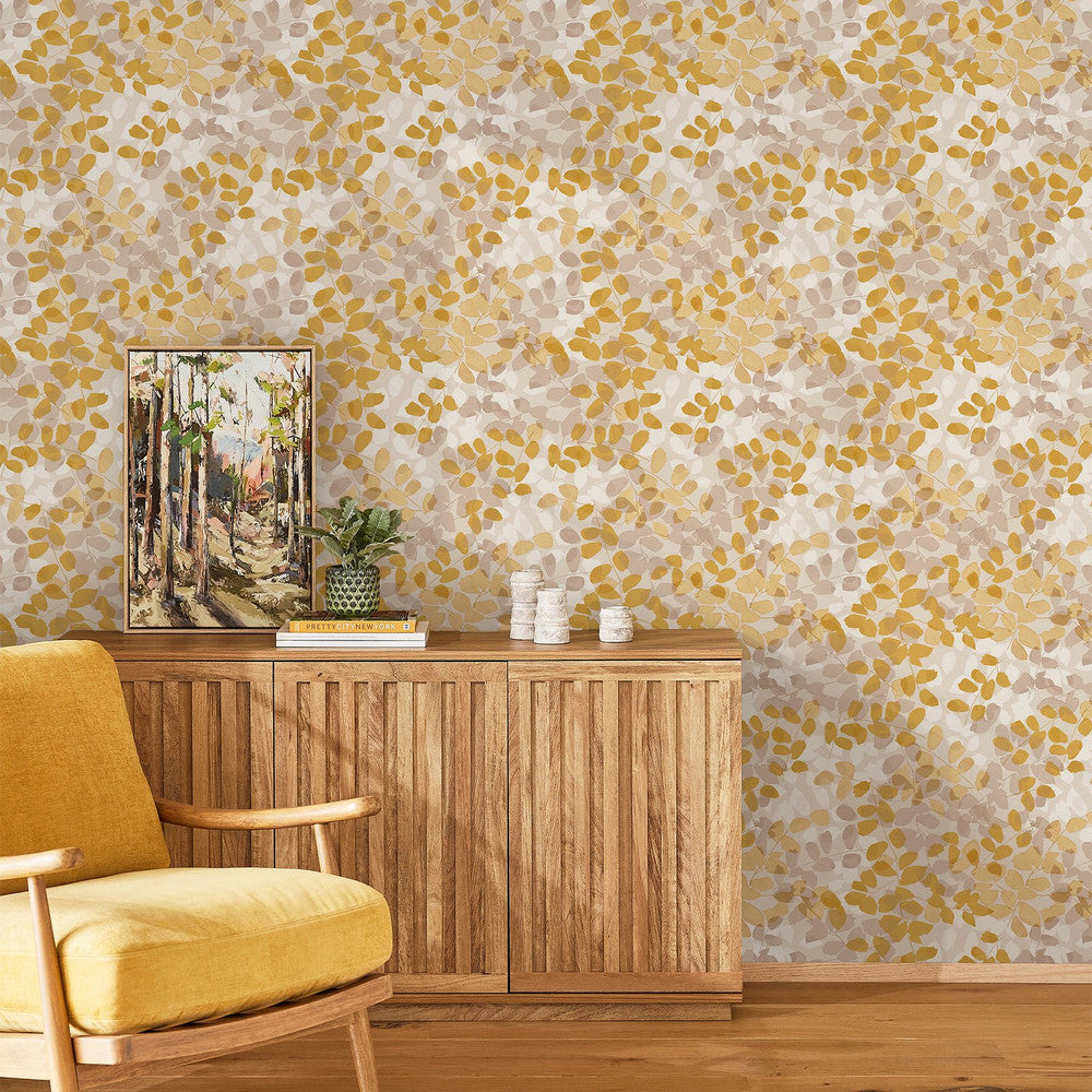 128828 - Forest Floor Wallpaper - Ochre - Next