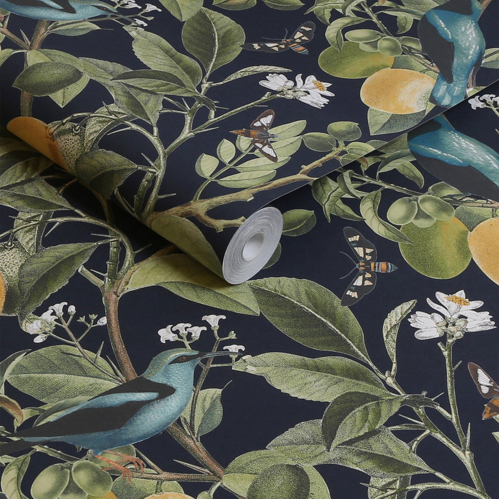 128836 - Fruit Tree Wallpaper - Midnight - Next