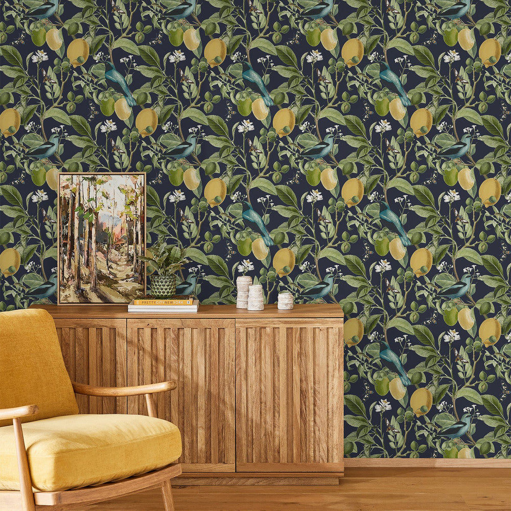 128836 - Fruit Tree Wallpaper - Midnight - Next
