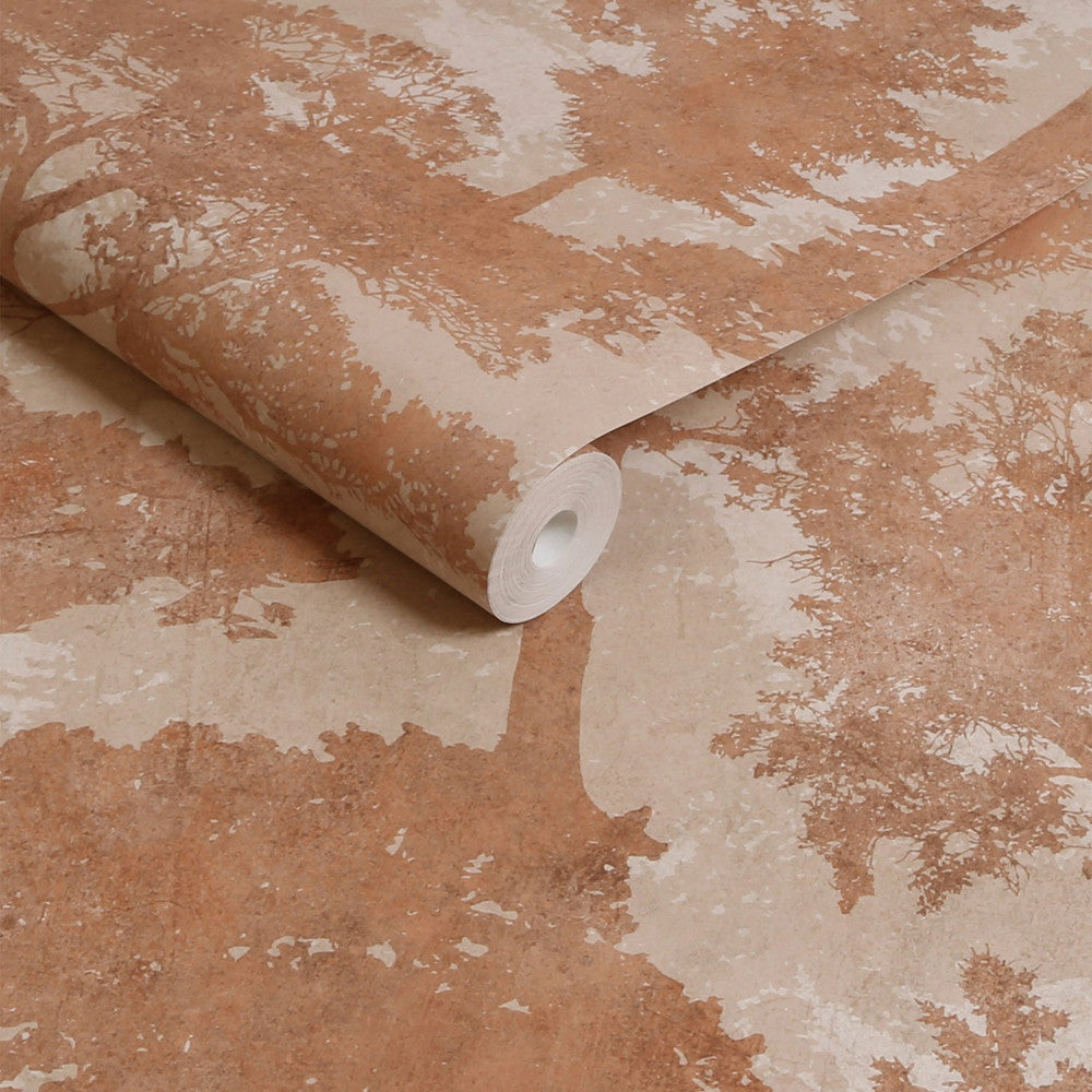 128837 - Trailing Trees Wallpaper - Terracotta - Next