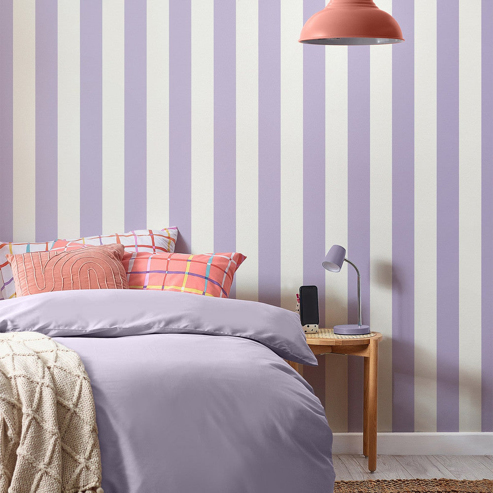 128844 - Craft Stripe Wallpaper - Lilac - Next