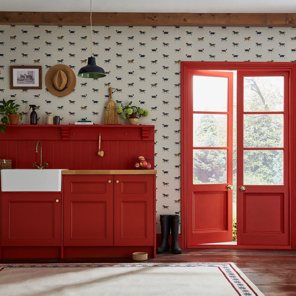 128905 - Regal Horse Wallpaper - Cream - Joules