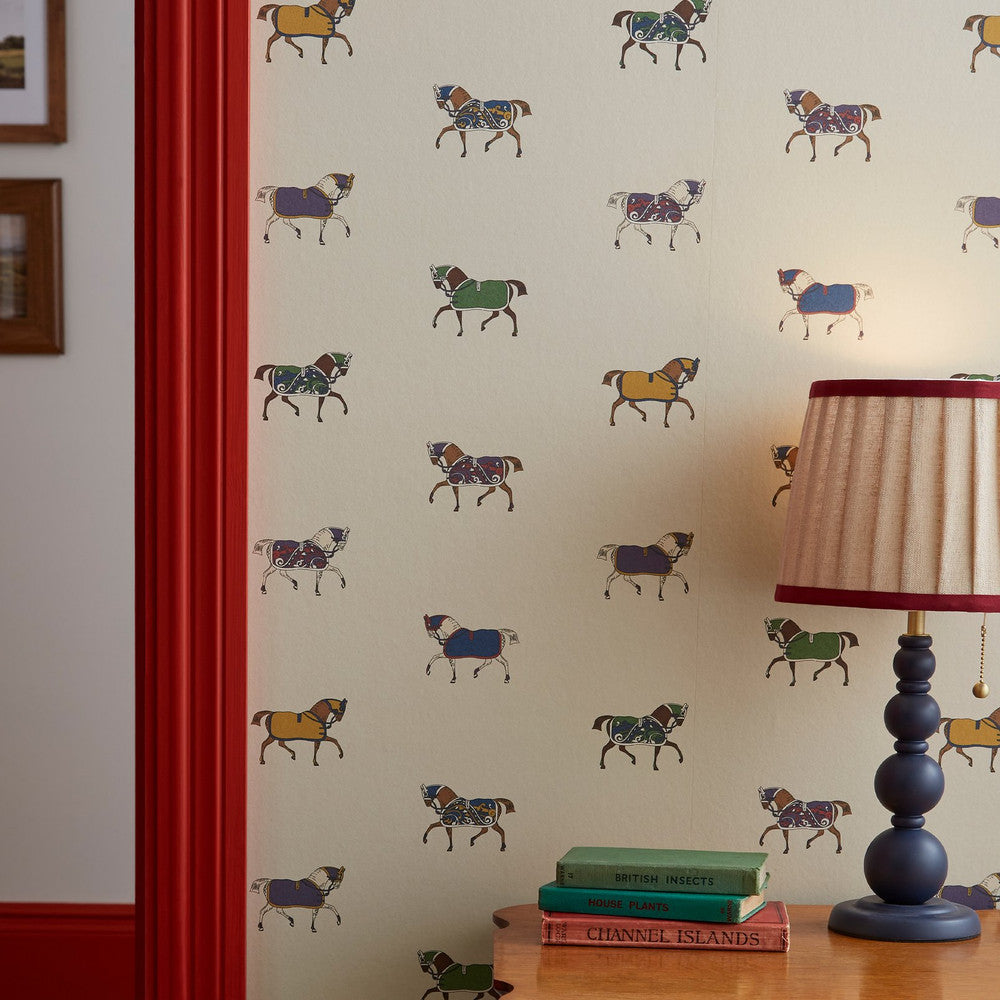 128905 - Regal Horse Wallpaper - Cream - Joules