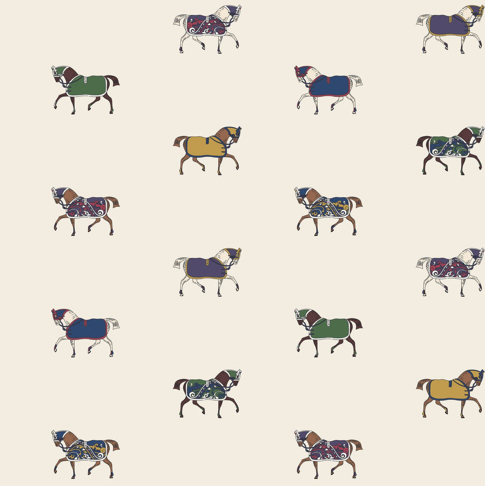 128905 - Regal Horse Wallpaper - Cream - Joules