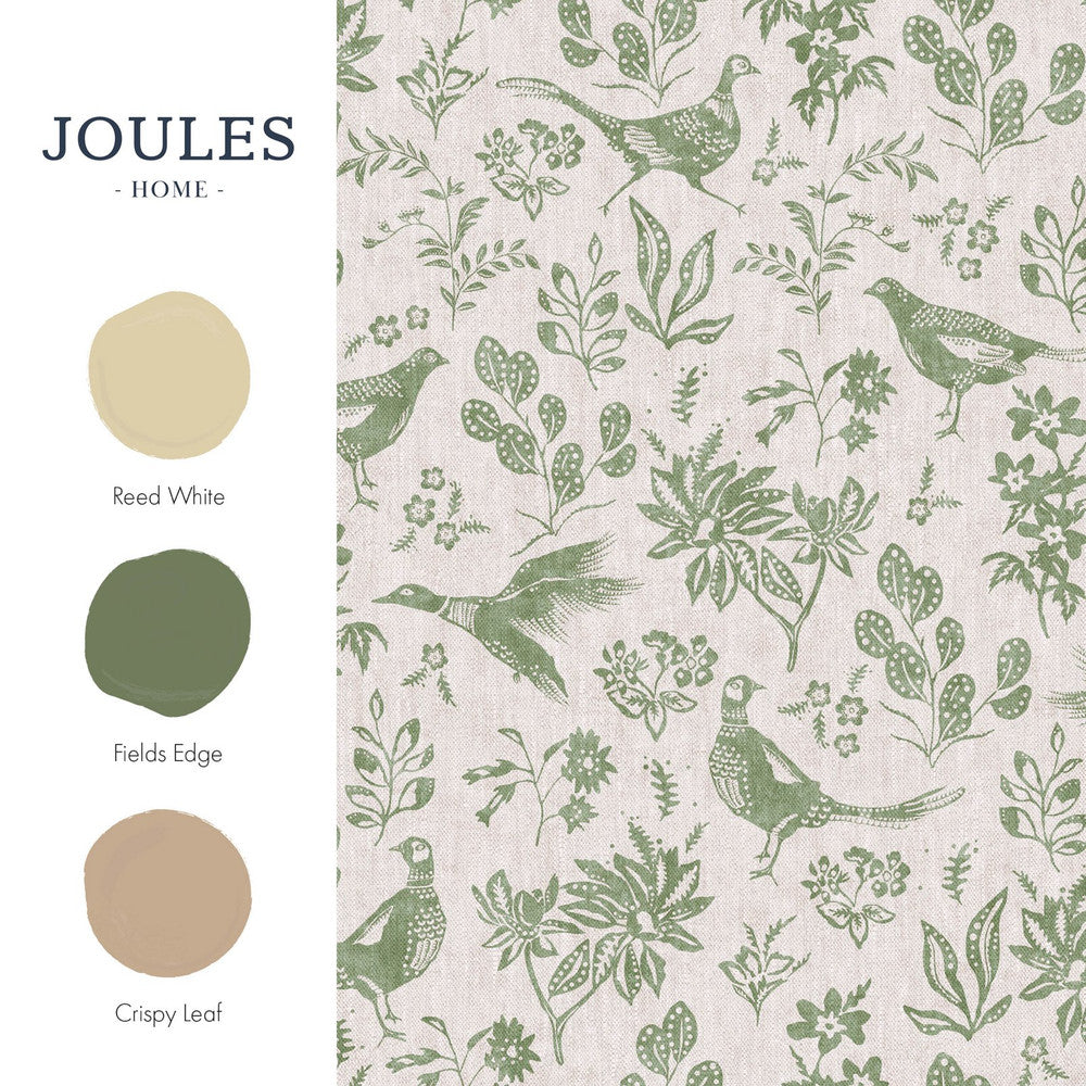 128920 - Pheasant Wallpaper - Linen & Green - Joules