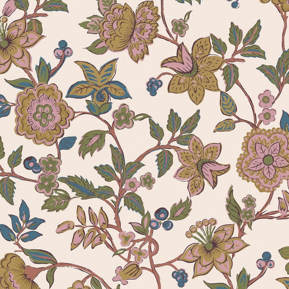 128929 - Scot Floral Wallpaper - Cream - Joules