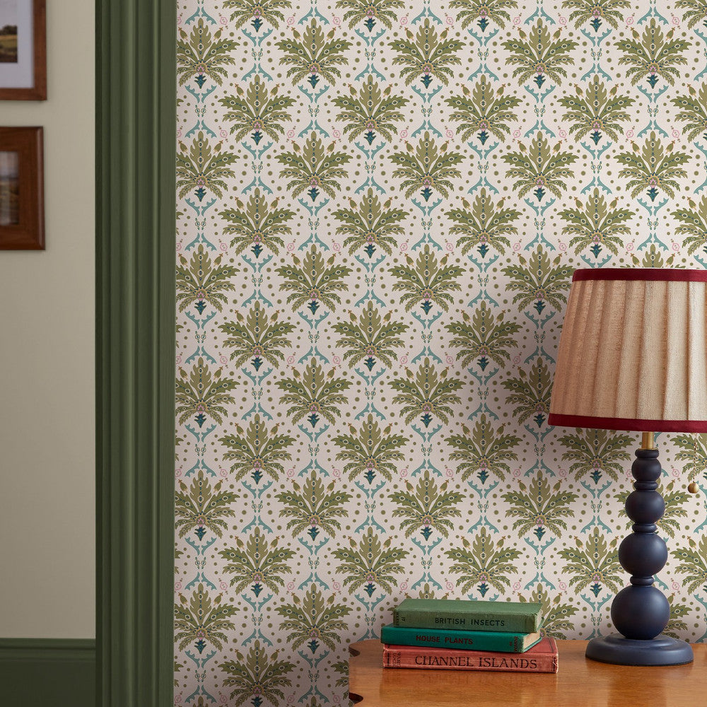 128935 - Palm Geo Wallpaper - Cream - Joules