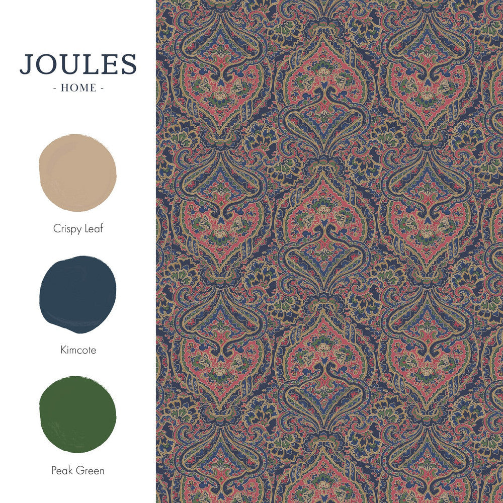 128953 - Opulent Paisley Wallpaper - Navy - Joules