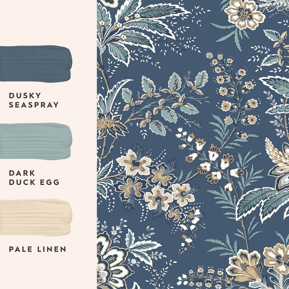 130097 - Marlbrook Wallpaper - Dusky Seaspray - Laura Ashley
