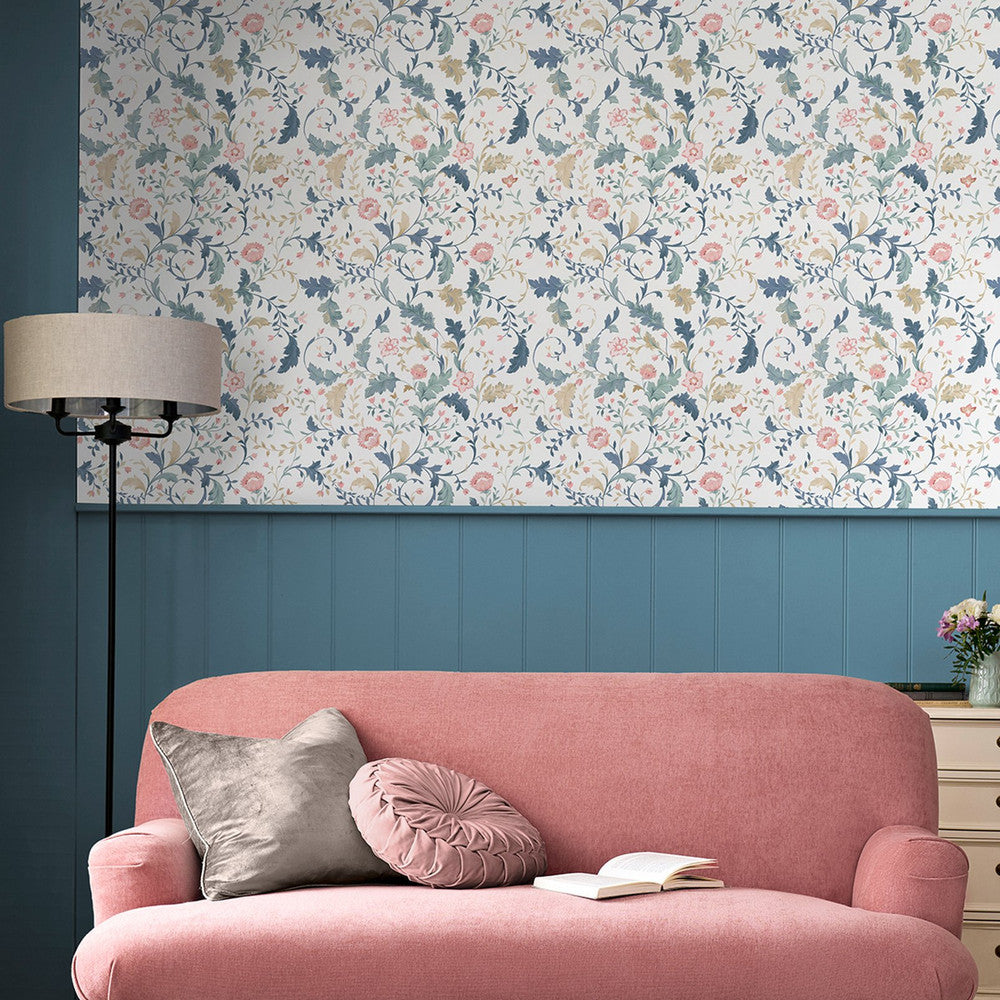 130099 - Litton Wallpaper - Dusky Seaspray - Laura Ashley