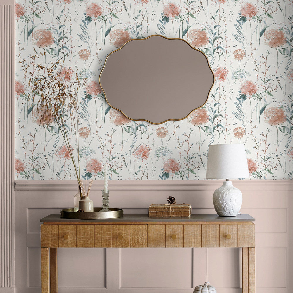 130104 - Pallington Bloom Wallpaper - Plaster Pink - Laura Ashley